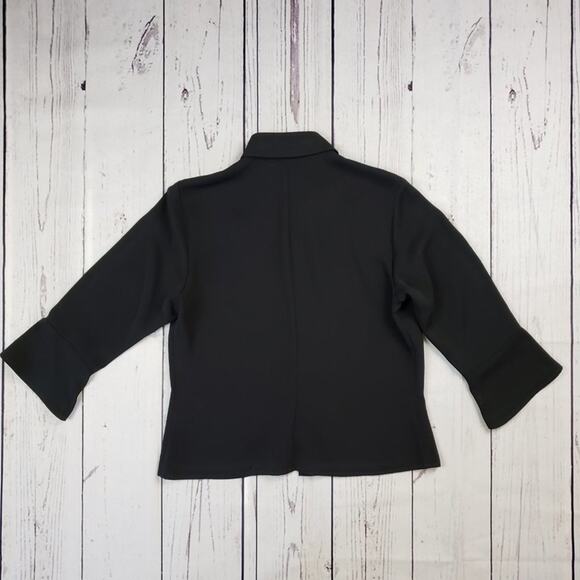 Harve’ Bernard Black Long Flare Sleeve Button Down Top Women's Size 8P Petite - Picture 5 of 5